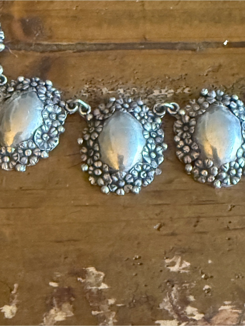 Taxco Artisan Mexico Sterling Silver Floral Ovals Necklace Bracelet Earring Set - Picture 12 of 15